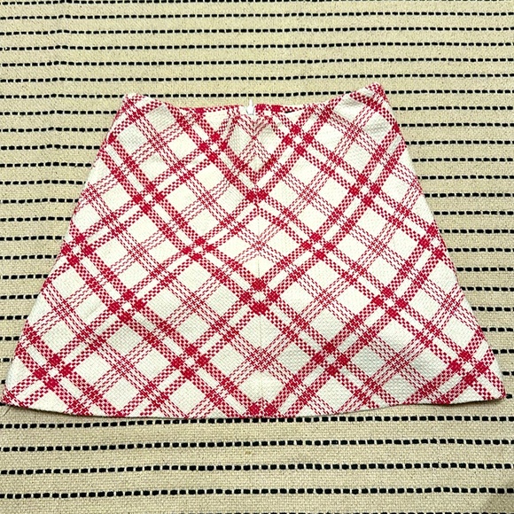Zara Tweed White and Pink Check Mini Skirt - Picture 3 of 6